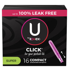 Tampon U By Kotex® Click® Super Absorbency Plastic Applicator Individually Wrapped
