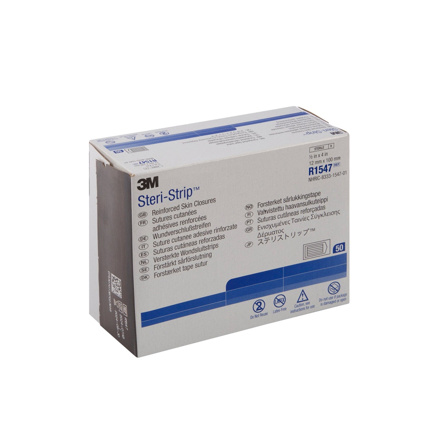 3M Steri-Strip Skin Closure Strips, 1/2 x 4 inch, Reinforced Strip, White