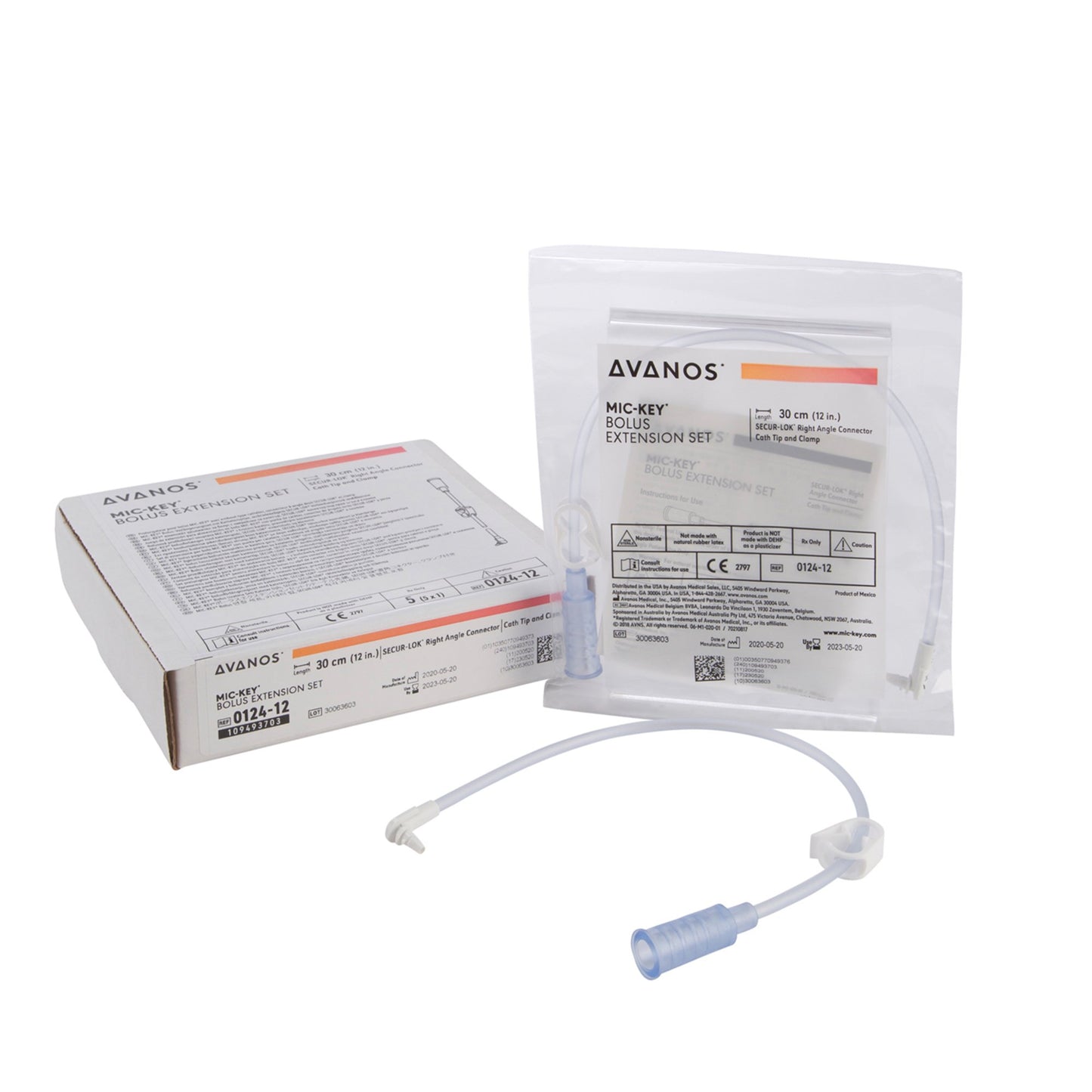 Bolus Extension Feeding Tube Set, Mic-Key, 12 inch, Cath Tip, Secur-Lok Clamp and Connector