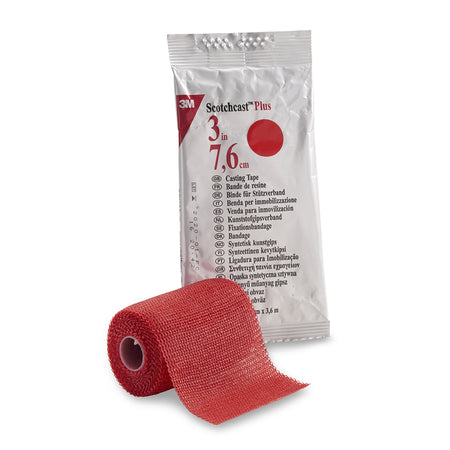 Solventum 82003R 3M Scotchcast Plus Cast Tape, Red, 3 Inch x 4 Yard