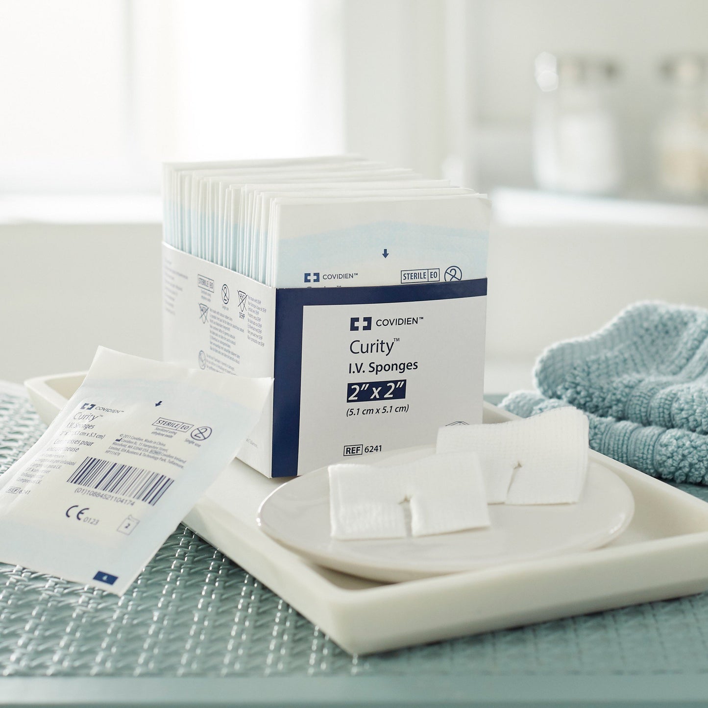 Curity™ I.V. / Drain Split Dressing, 2 x 2 Inch, 6-Ply