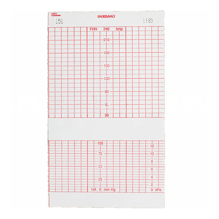 Precision Charts B4305AAO Recording Chart Paper Life Trace Z-Fold Red Grid
