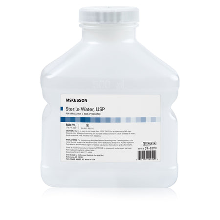 McKesson 37-6290 Sterile Water Irrigation Solution, 500 mL Screw-Top Bottle
