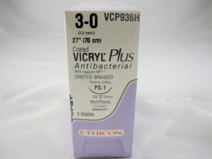 Ethicon VCP936H Coated Vicryl Plus Polyglactin 910, Reverse Cutting Needle, Braided