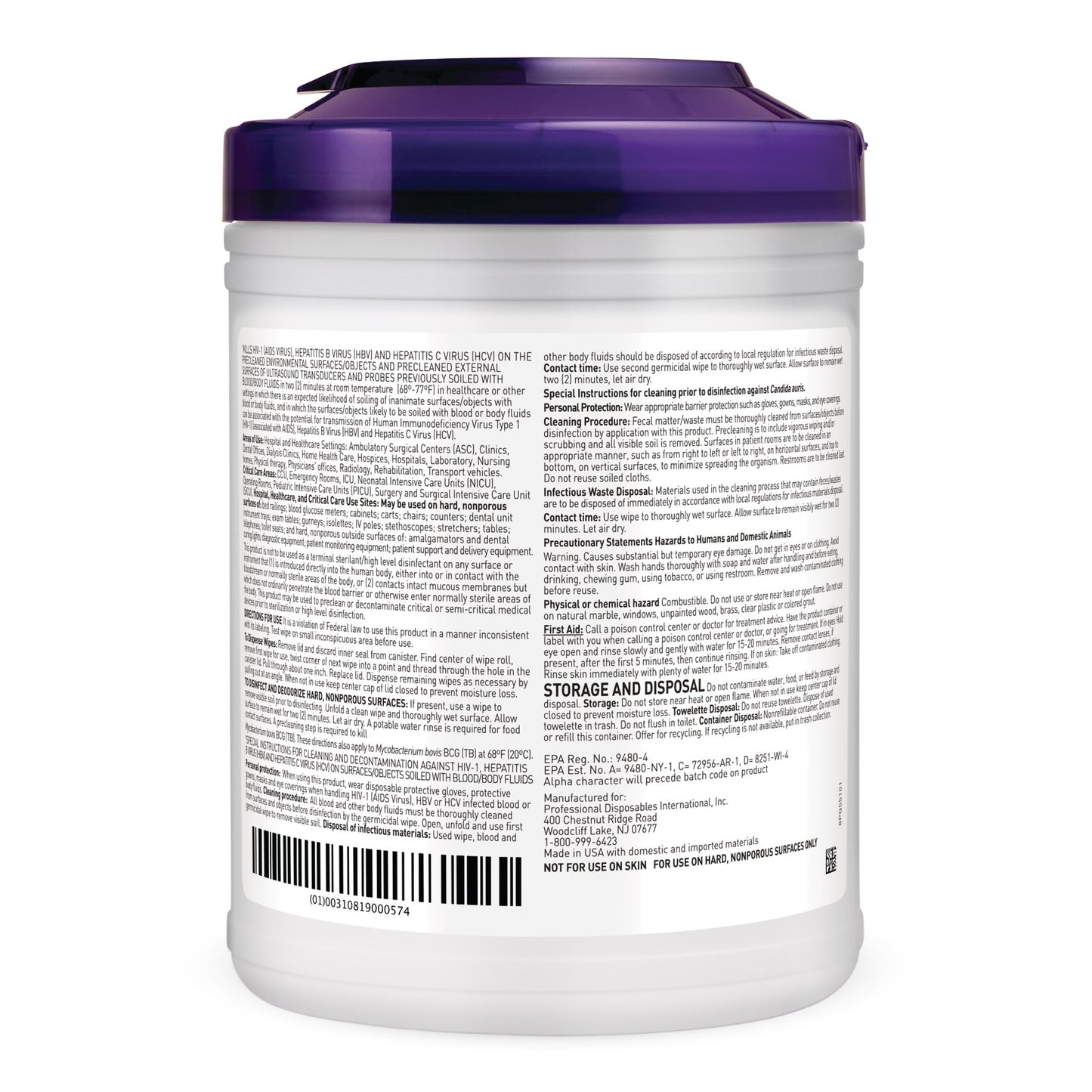 Super Sani-Cloth Large Germicidal Disinfectant Wipes, 160 Count - Q55172 by Professional Disposables Inc product image -.