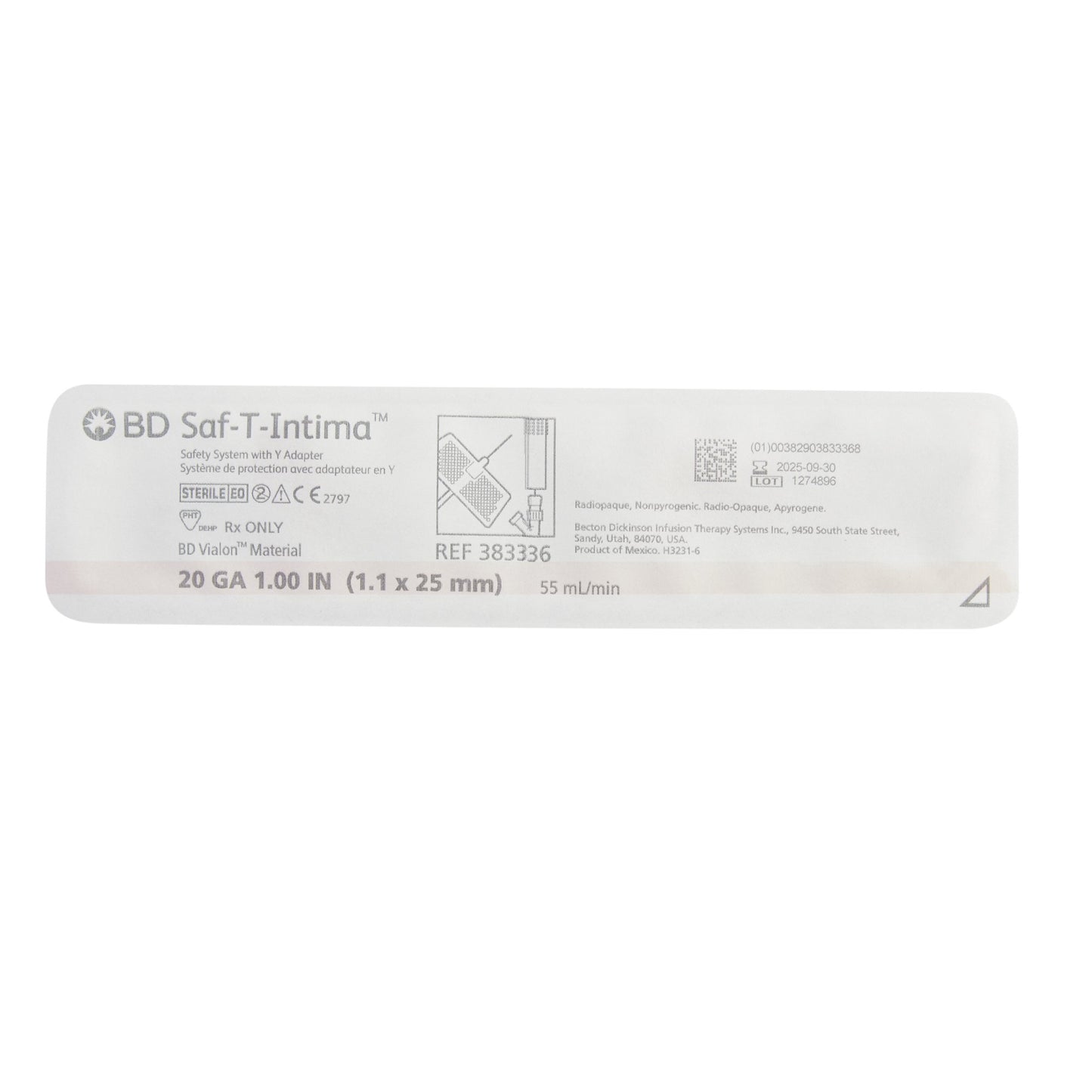 Saf-T-Intima™ Closed IV Catheter System, Y Port, 22 Guage