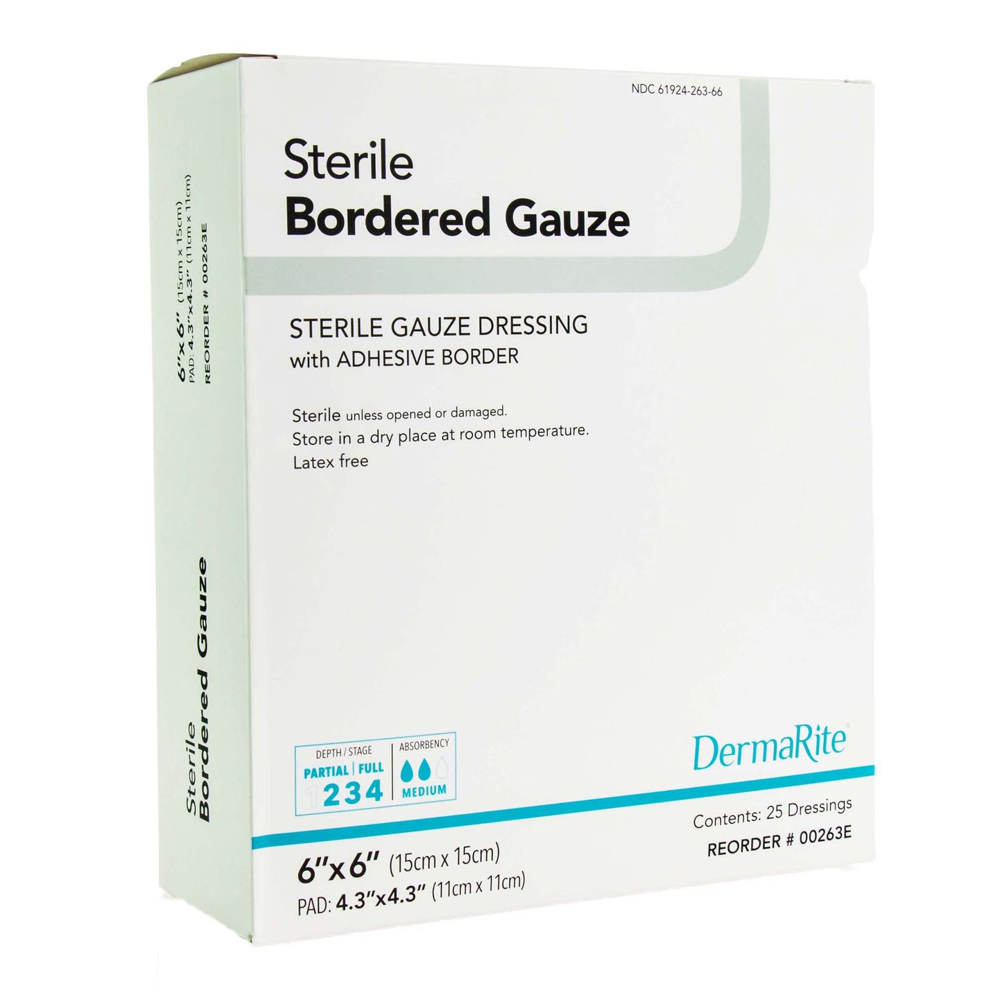 DermaRite® 00263E Bordered Gauze Island Dressing, 6 x 6 Inch