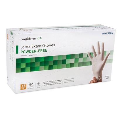 McKesson Confiderm® CL Latex Gloves, Extra-Small, Ivory