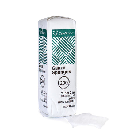 CareStock CS4022 Gauze Sponge, 2 x 2 in. 12-Ply, Medical-Grade Cotton Wound Dressing