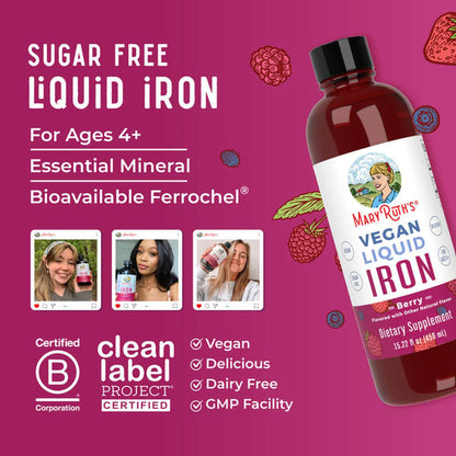 Dietary Supplement Mary Ruth's® Liquid Iron Iron 6 to 18 mg Strength Liquid 16 oz. Berry Flavor