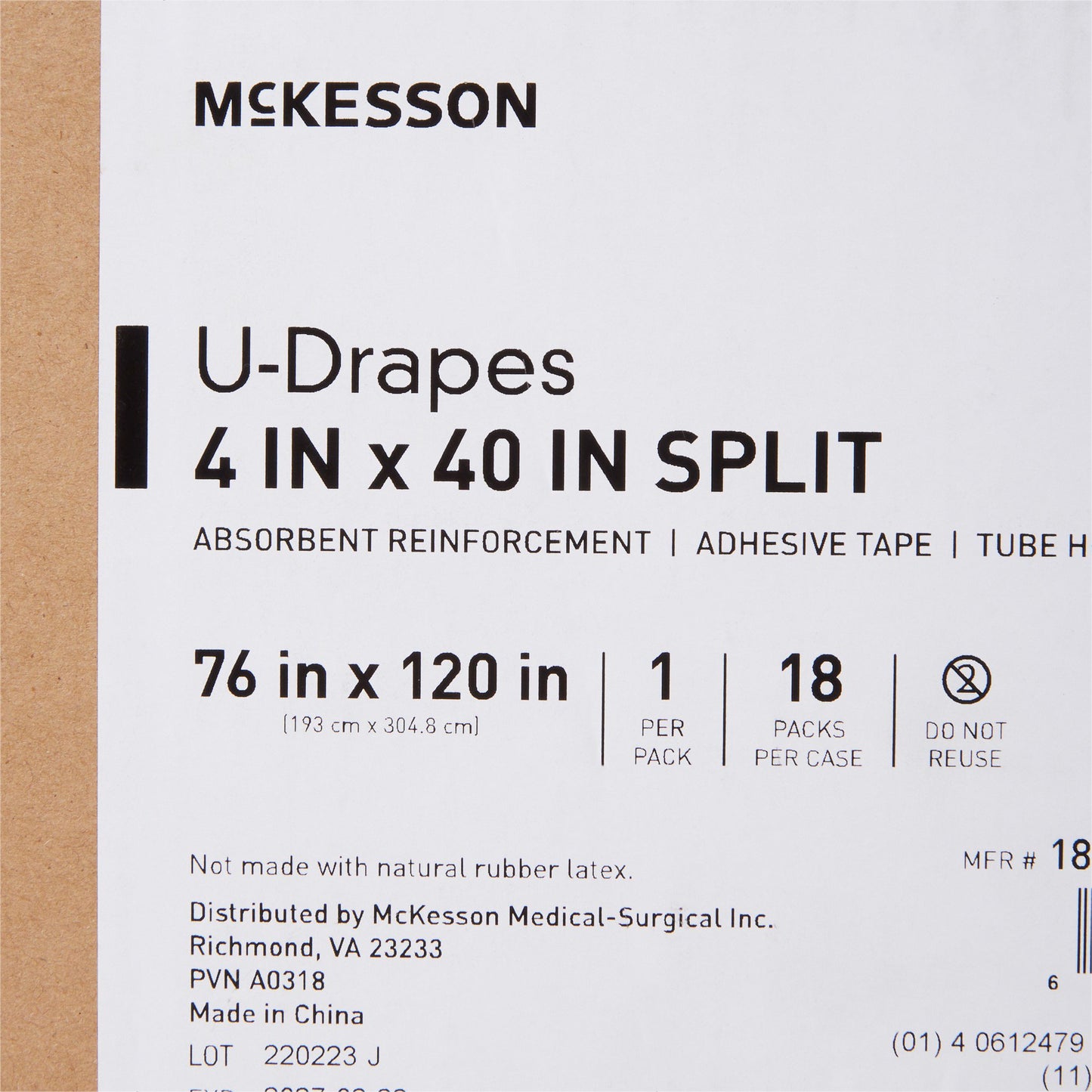 McKesson Sterile U-Drape with Split, 76 x 120 Inch