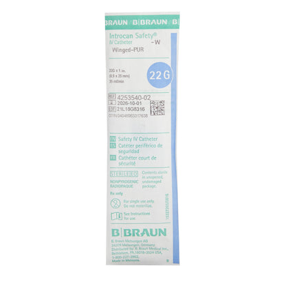 Introcan Safety® Peripheral IV Catheter, 22 Gauge, Straight