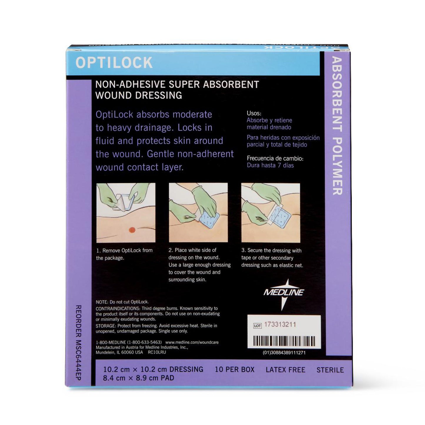 Optilock Super Absorbent Dressing, 4 x 4 Inch