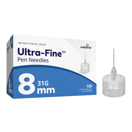 embecta 320109 Standard Insulin Pen Needle Ultra-Fine III 31 Gauge 8 mm Length NonSafety