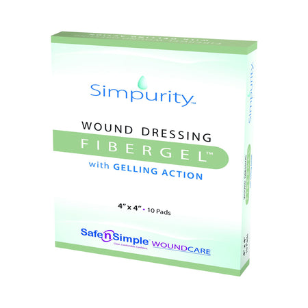 Safe N Simple SNS56704 FiberGel Hydrogel Dressing, 4 x 4 Inch, White