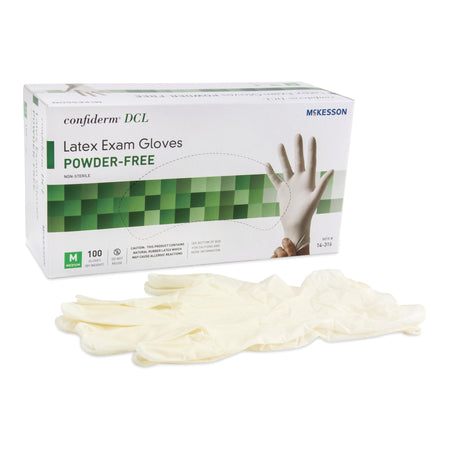 McKesson 14-316 Confiderm Latex Exam Glove, Medium, Ivory