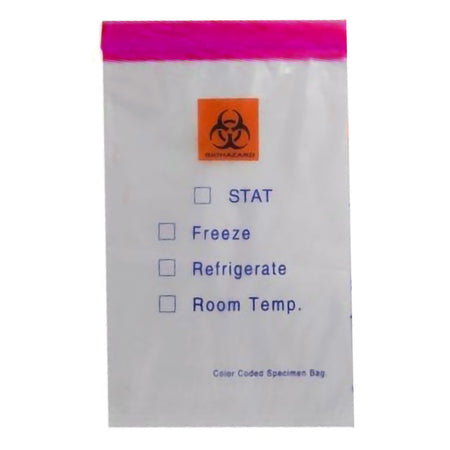ASP Global LLC Q610 Color Coded Specimen Transport Bag with Document Pouch, Zip Closure, 6 x 9 Inch