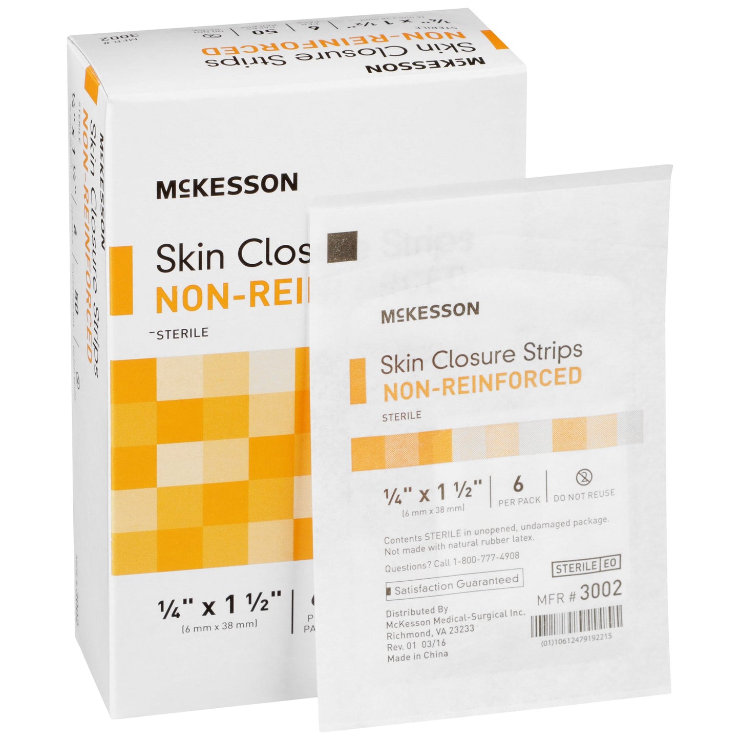 McKesson Nonreinforced Skin Closure Strip, 1/4 x 1-1/2 Inch