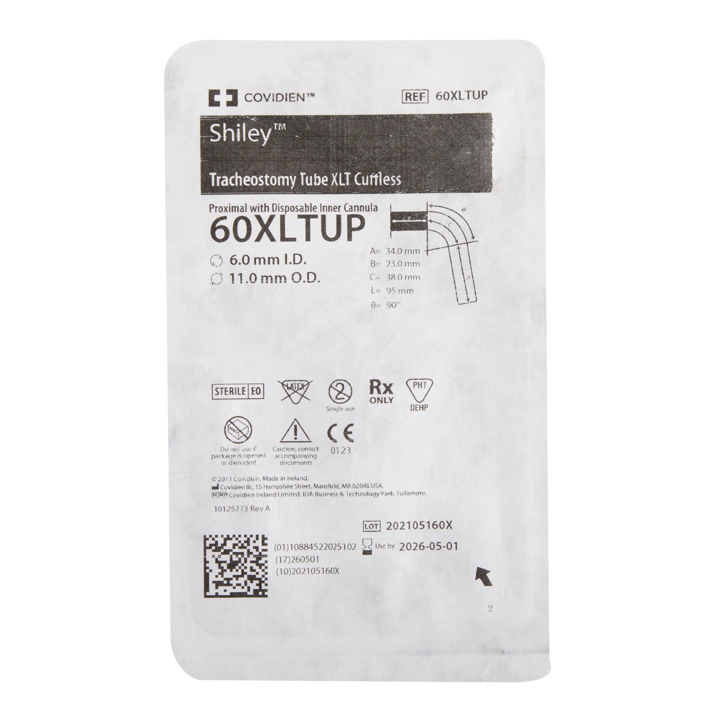 Shiley™ XLT Cuffless Extended Length Tracheostomy Tube, Size 6