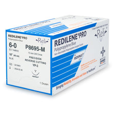 Nonabsorbable Suture with Needle Reli® Redilene™ Polypropylene MP-3 3/8 Circle Precision Reverse Cutting Needle Size 6-0 Monofilament