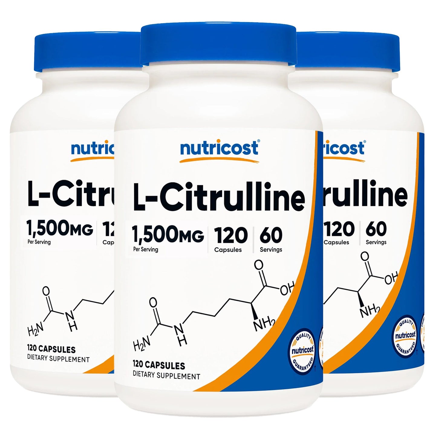 Dietary Supplement nutricost® L-Citrulline 1,500 mg Strength Capsule 120 Per Bottle