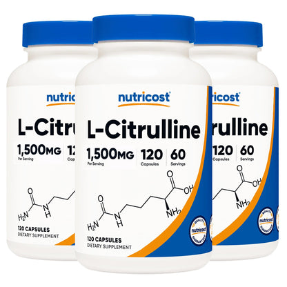 Dietary Supplement nutricost® L-Citrulline 1,500 mg Strength Capsule 120 Per Bottle