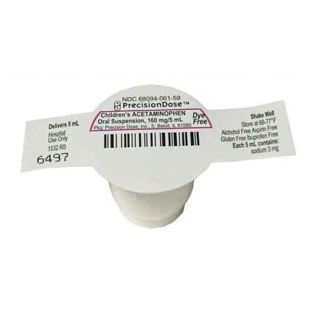 Precision Dose Inc 68094006162 Children's Pain Relief 160 mg / 5 mL Strength Acetaminophen Oral Suspension 30