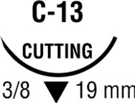 Covidien SG-636 Chromic Gut Absorbable Suture with Needle, Size 3-0, C-13 Reverse Cutting Monofilament