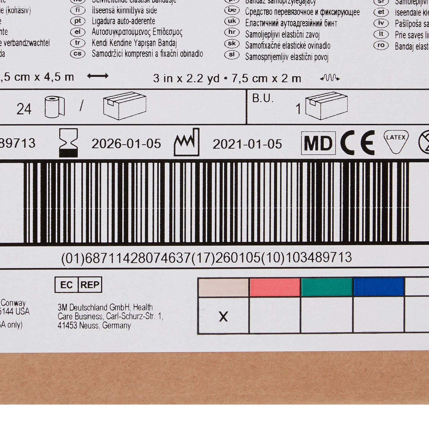 3M™ Coban™ Self-adherent Closure Cohesive Bandage, 3 Inch x 5 Yard, Tan