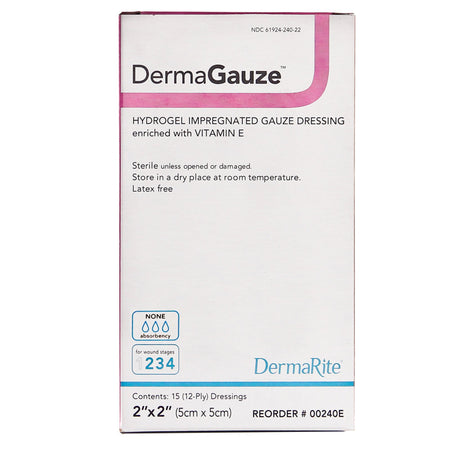 DermaRite 00240E DermaGauze Hydrogel Dressing, 2 x 2 Inch
