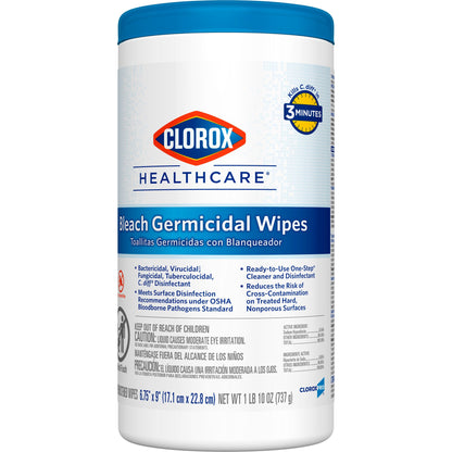Clorox Healthcare® Bleach Germicidal Wipes, Canister, 70 ct.