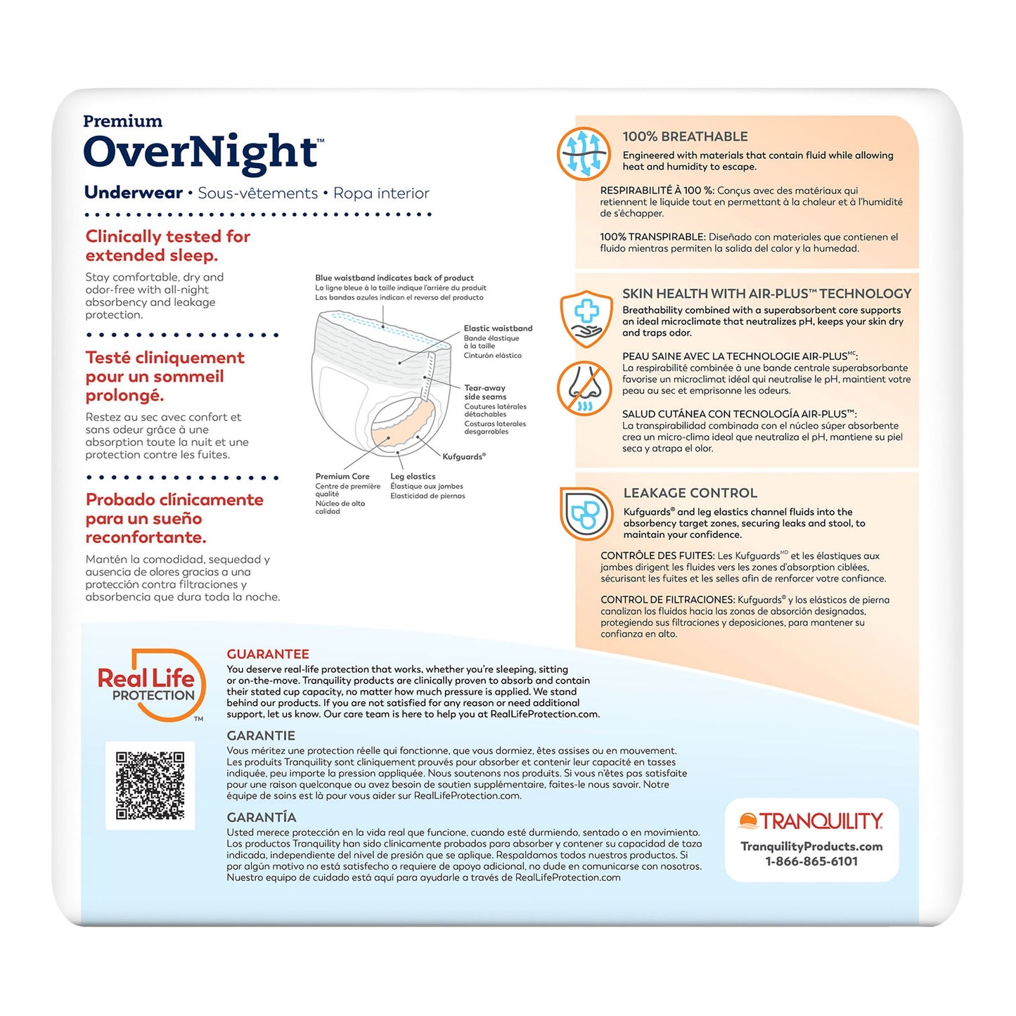 Tranquility Premium OverNight Disposable Absorbent Underwear, 3XL | Principle Business Enterprises 2119