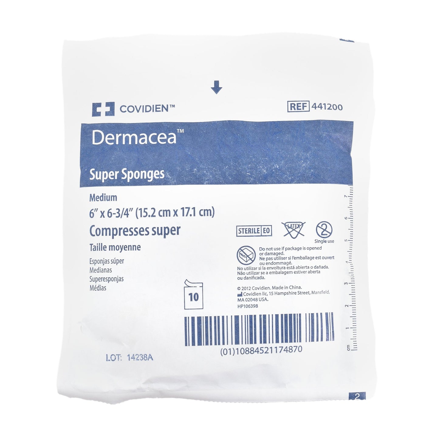 Dermacea™ Sterile USP Type VII Gauze Sponge, 6 x 6-3/4 Inch, 12-Ply