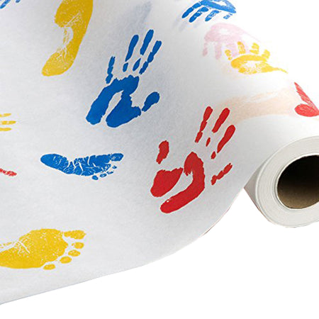 Graham Medical Products 37236 Tiny Tracks Crepe Table Paper, 21 Inch x 125 Foot, White with Multicolor Print