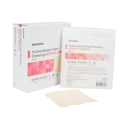 McKesson 16-4671 Acrylic Adhesive with Border Foam Dressing, 4 x 4 Inch