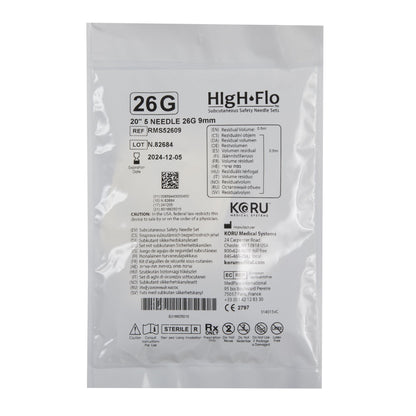 Sub-Q Infusion Set HIgH-Flo™5 5 X 26 Gauge 9 mm 20 Inch Tubing Without Port