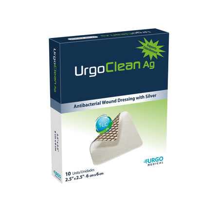 Urgo Medical 603070 UrgoClean Ag Silver Dressing, 10 Count, 2-1/2 x 2-1/2 Inch, White