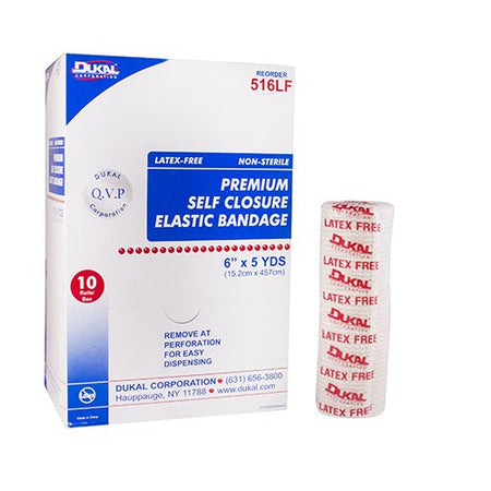 Dukal 516LF Double Hook and Loop Closure Elastic Bandage, 6 Inch x 5 Yard