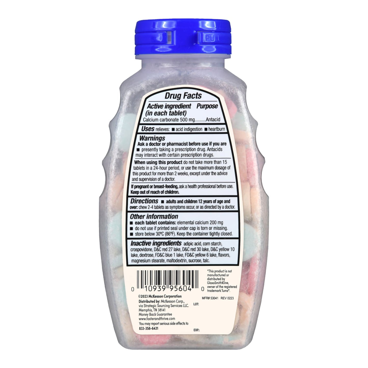 Foster & Thrive™ Antacid 500mg Calcium Carbonate Chewable Tablets, Fruit Flavor
