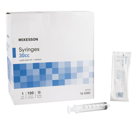 McKesson 16-S30C General Purpose Syringe, 30 mL, Flat Top Style, Luer Lock Tip