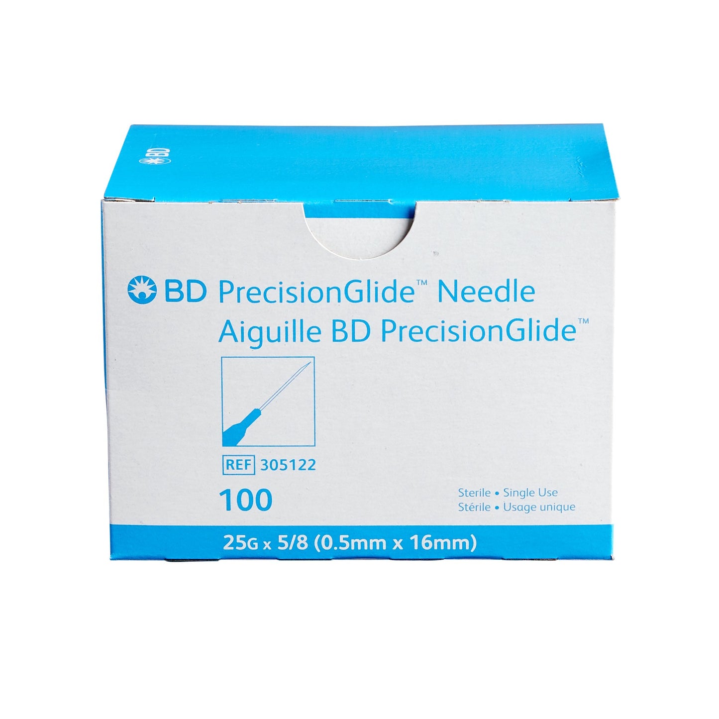 BD 305122 PrecisionGlide™ Hypodermic Needle, 25 Gauge, 5/8 Inch Length