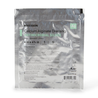 McKesson Silver Calcium Alginate Dressing, 4 x 4¾ Inch