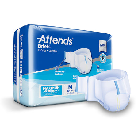 Attends DDA20 Briefs, Adult, Medium, Heavy Absorbency, Disposable, White