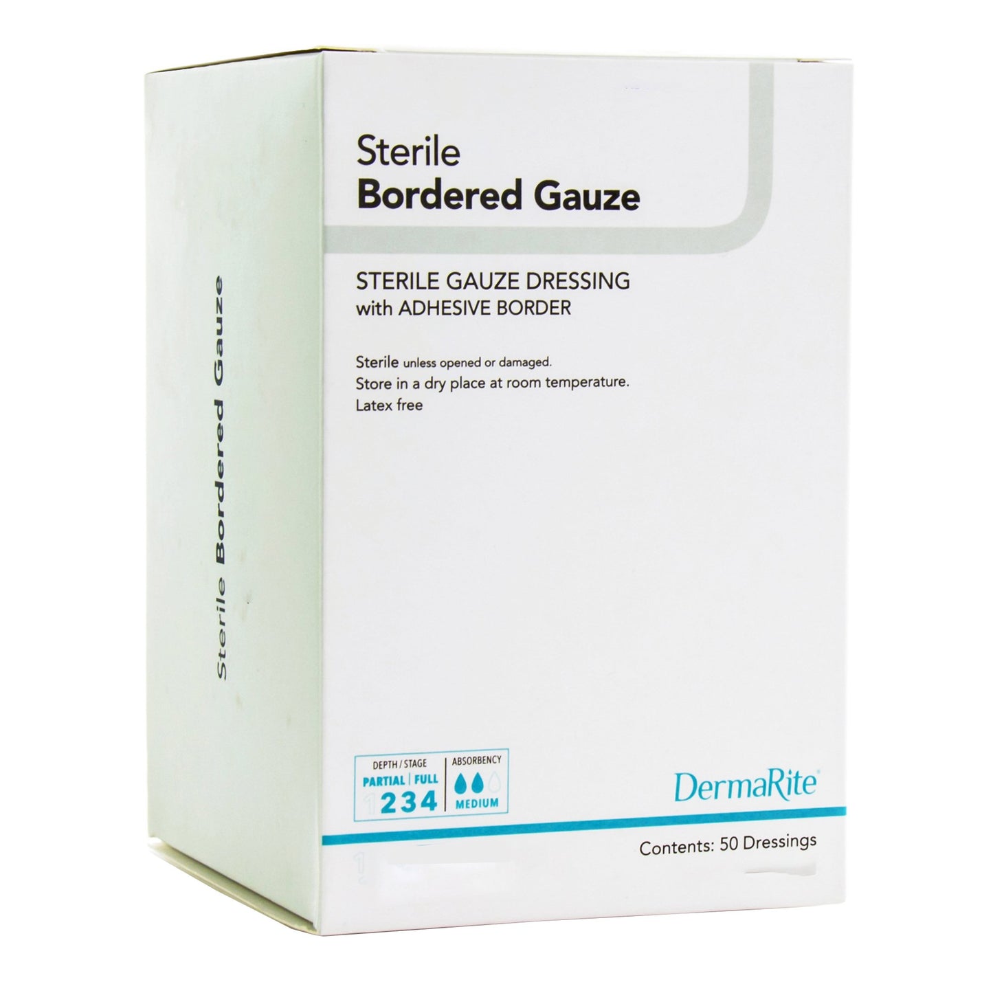 DermaRite® 00261E Bordered Gauze White Adhesive Dressing, 2 x 2 Inch