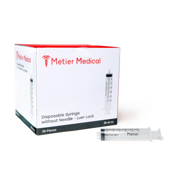 Metier General Purpose Syringe, 30 mL, Luer Lock, SSLL30, 30/Box