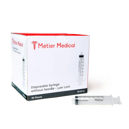 Metier DSLL30 General Purpose Syringe, 30 mL, Luer Lock, SSLL30, 30/Box