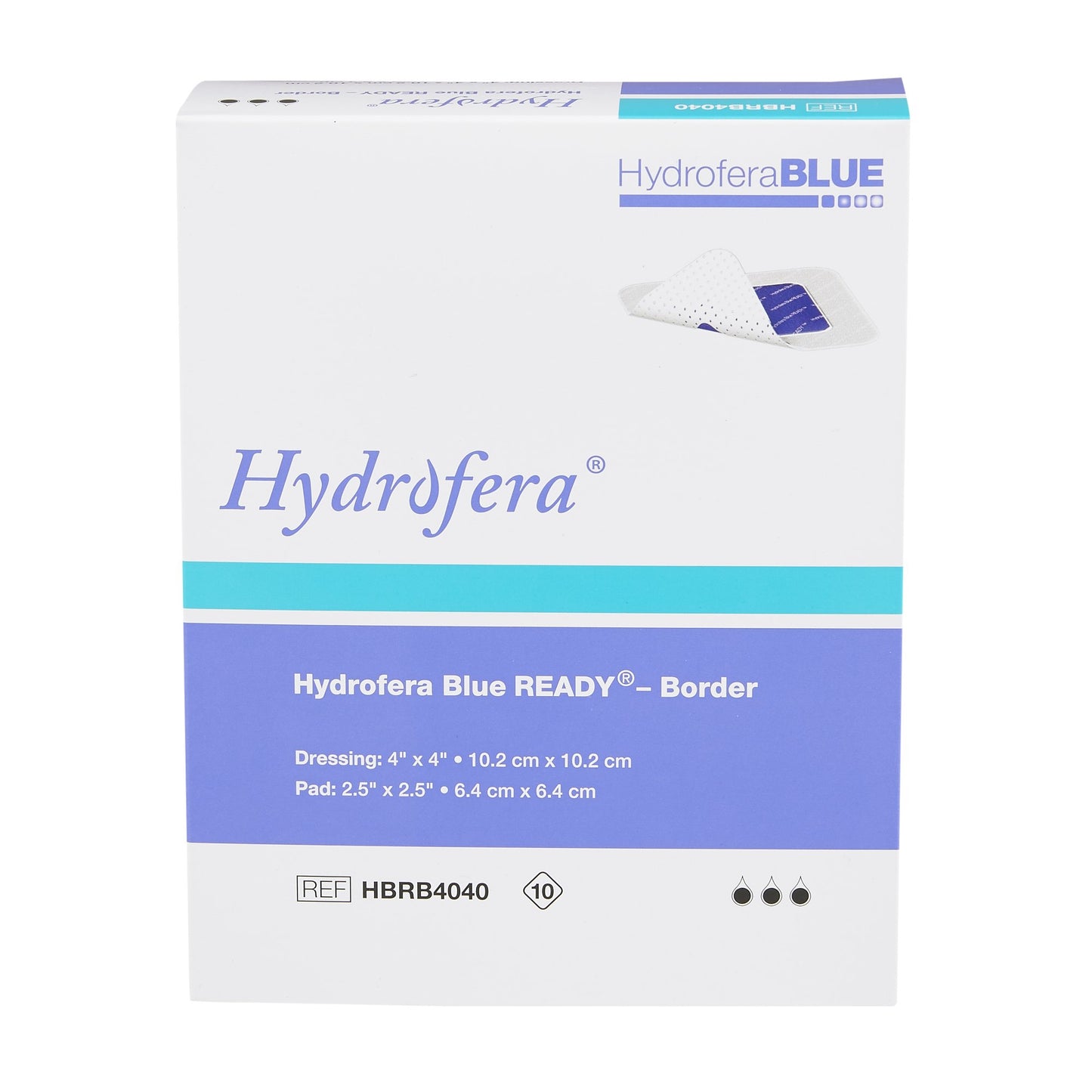 Antibacterial Foam Dressing Hydrofera BLUE® READY-Border™ 4 X 4 Inch With Border Waterproof Film Backing Silicone Adhesive Square Sterile