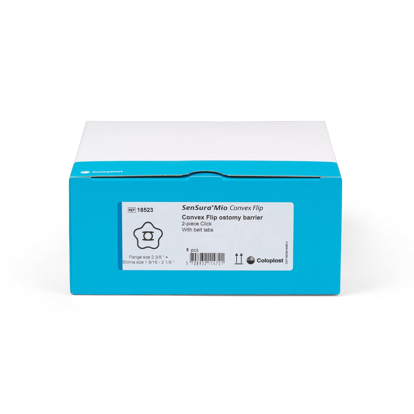 SenSura® Mio Click Convex Flip Ostomy Barrier, 40 mm Stoma Openings, Blue Match