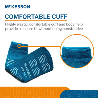 Slipper Socks McKesson Unisex Adult One Size Fits Most Double Tread Single Patient Use Teal