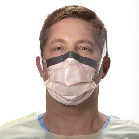 O&M Halyard Inc 47147 FluidShield Procedure Mask with Eye Shield Anti-fog Orange, NonSterile